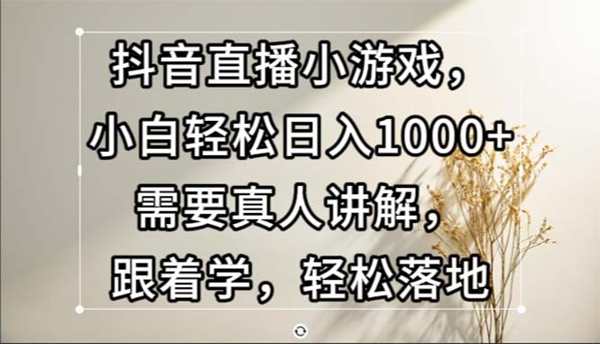 （13075期）抖音直播小游戏，小白轻松日入1000+需要真人讲解，跟着学，轻松落地-咩咩网络