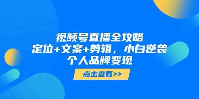 （14819期）视频号直播全攻略，定位+文案+剪辑，小白逆袭个人品牌变现-咩咩网络