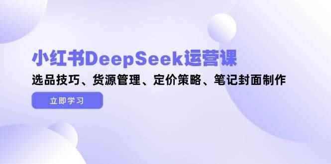 （14748期）小红书DeepSeek运营课，选品技巧、货源管理、定价策略、笔记封面制作-咩咩网络
