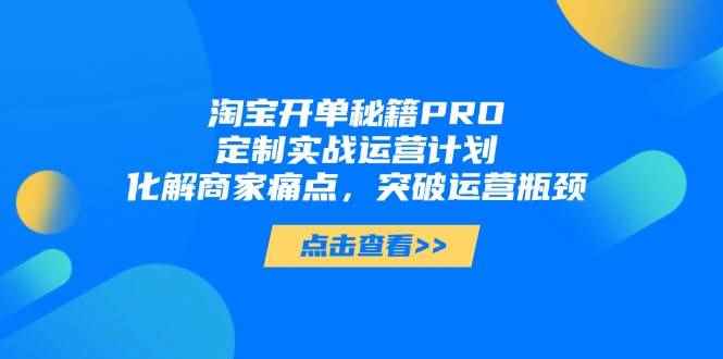 （14642期）淘宝开单秘籍PRO，定制实战运营计划，化解商家痛点，突破运营瓶颈-咩咩网络