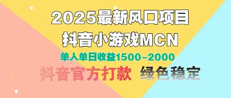 （14625期）2025最新风口项目 抖音小游戏MCN 单人单日收益1500-2000+-咩咩网络