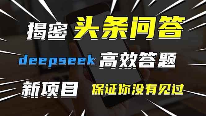 （14480期）头条问答，刚出的新玩法！保证你没见过！用DeepSeek去高效答题，一个账…-咩咩网络