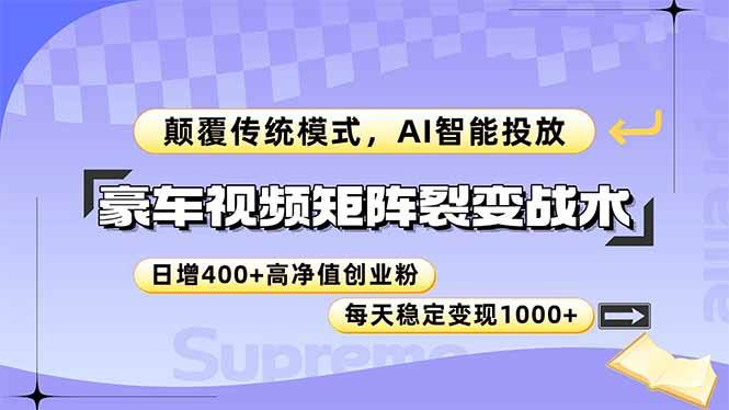 图片[1]-（14903期）豪车视频矩阵裂变战术，颠覆传统模式，AI智能投放，日增400+高净值创业…-咩咩网络