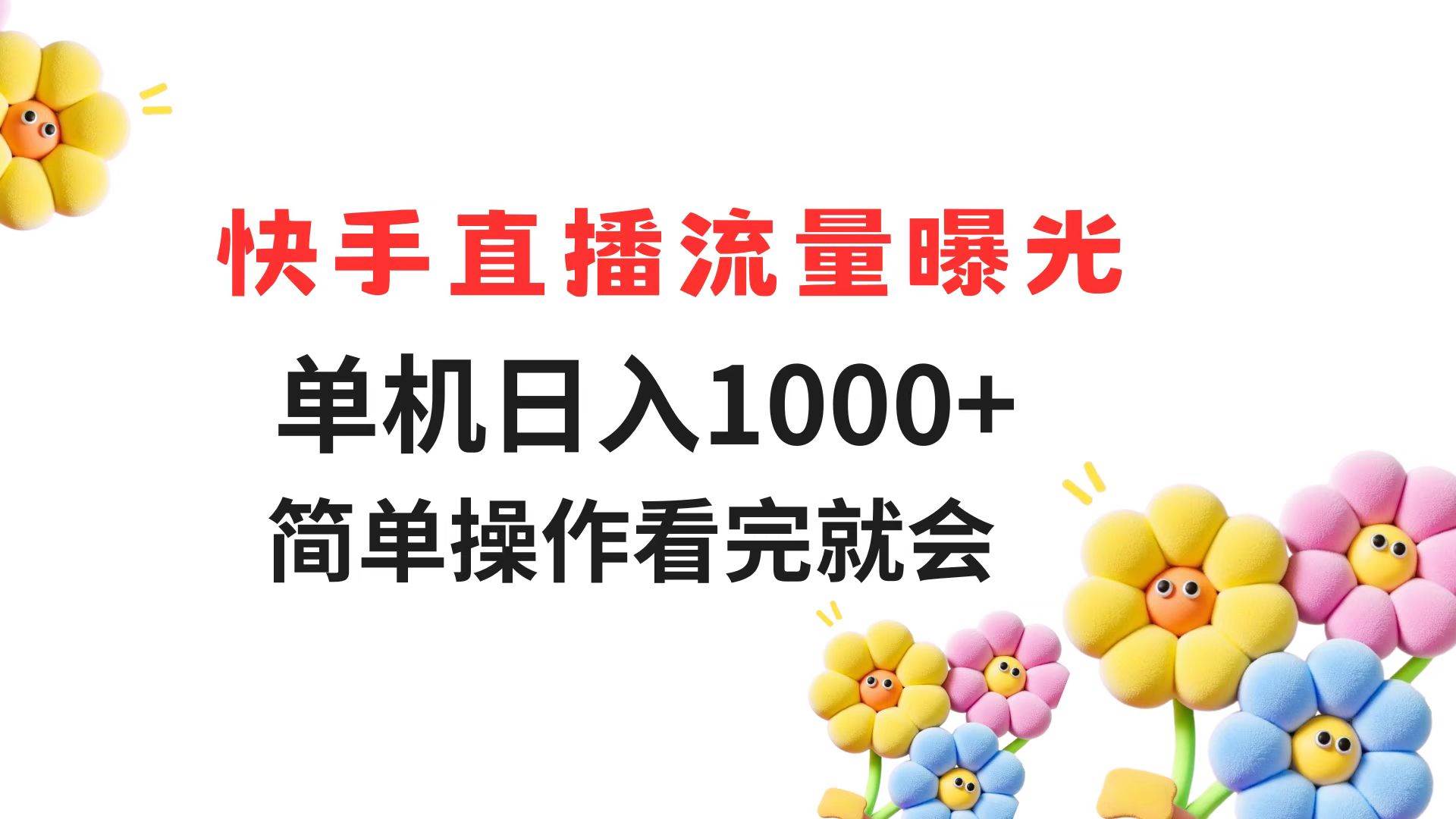 （14931期）快手直播流量曝光 单机日入1000+ 简单操作 看完就会-咩咩网络