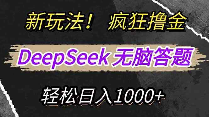 （14560期）新玩法！利用DeepSeek，复制粘贴，无脑简单答题，疯狂撸新平台收益，轻…-咩咩网络