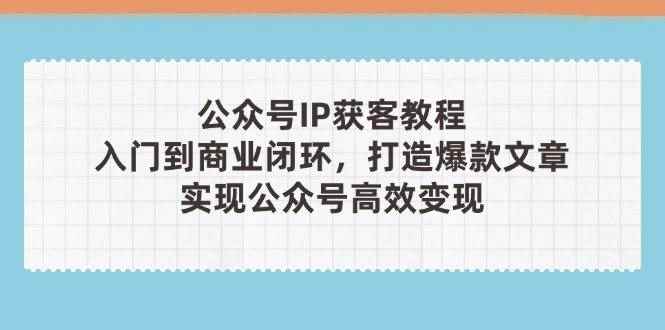 （14486期）公众号IP获客教程(第3期)，从入门到商业闭环，打造爆款文章，实现公众…-咩咩网络