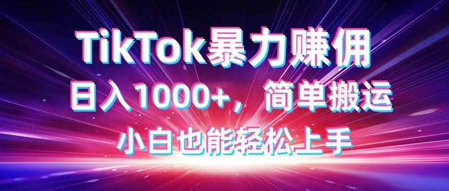 （14402期）TikTok搬运暴力赚佣，日入1000+，简单搬运，小白也能轻松上手-咩咩网络