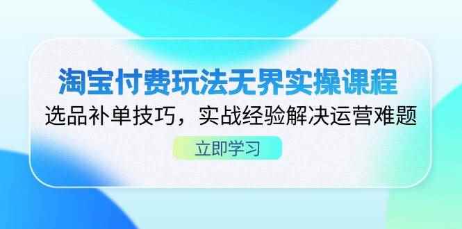 （14344期）淘宝付费玩法无界实操课程，选品补单技巧，实战经验解决运营难题-咩咩网络