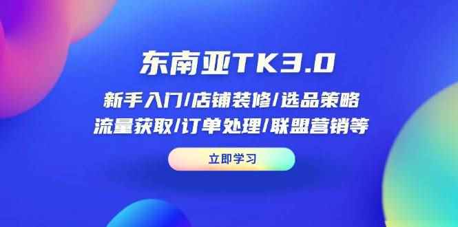 （14208期）东南亚TK3.0：新手入门/店铺装修/选品策略/流量获取/订单处理/联盟营销等-咩咩网络