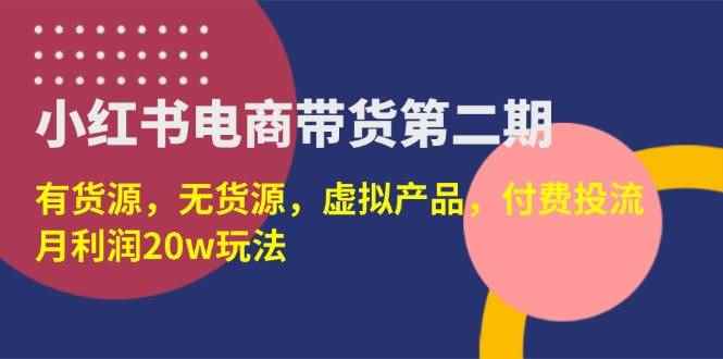 （14186期）小红书电商带货第二期，有货源，无货源，虚拟产品，付费投流，月利润20w-咩咩网络