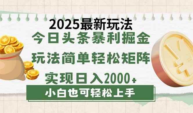（14120期）今日头条2025最新玩法，思路简单，复制粘贴，轻松实现矩阵日入2000+-咩咩网络