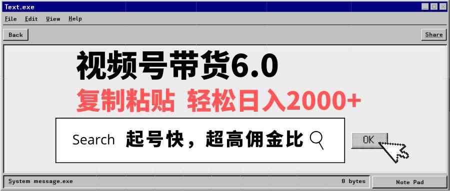（14325期）视频号带货6.0，轻松日入2000+，起号快，复制粘贴即可，超高佣金比-咩咩网络