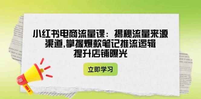 （14318期）小红书电商流量课：揭秘流量来源渠道,掌握爆款笔记推流逻辑,提升店铺曝光-咩咩网络