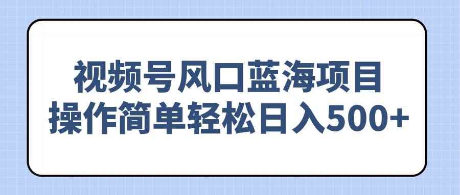 （14276期）视频号风口蓝海项目，操作简单轻松日入500+-咩咩网络