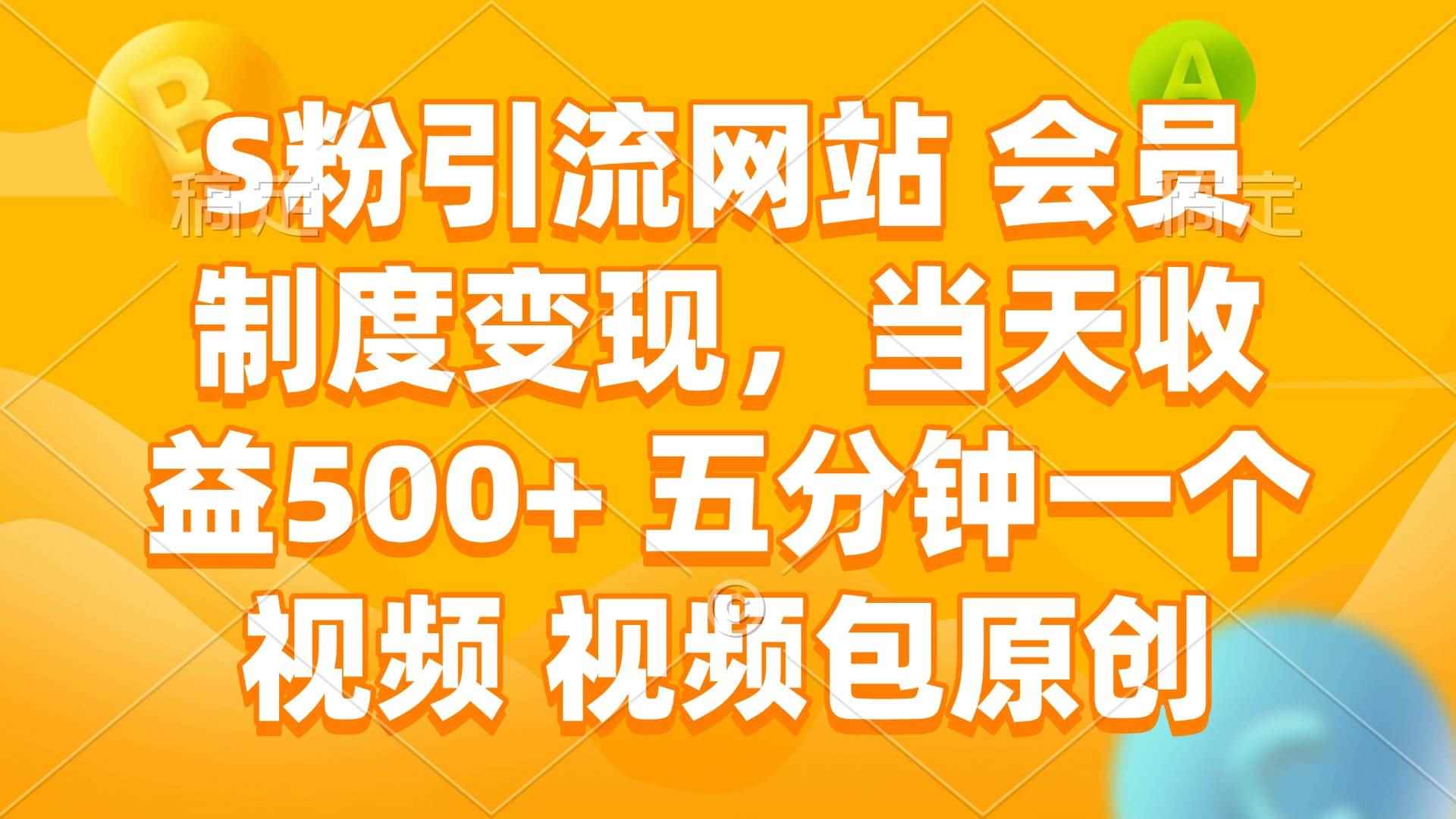 （14129期）S粉引流网站 会员制度变现，当天收益500+ 五分钟一个视频 视频包原创-咩咩网络
