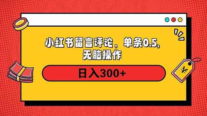 （14044期）小红书评论单条0.5元，日入300＋，无上限，详细操作流程-咩咩网络