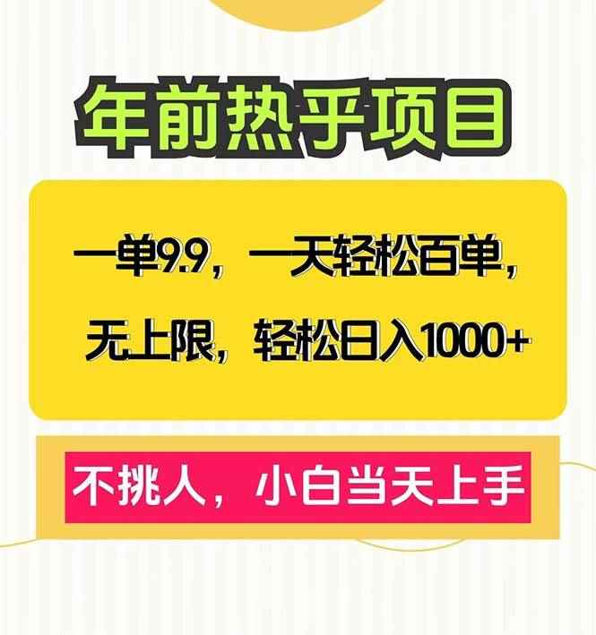 （13795期）一单9.9，一天百单无上限，不挑人，小白当天上手，轻松日入1000+-咩咩网络