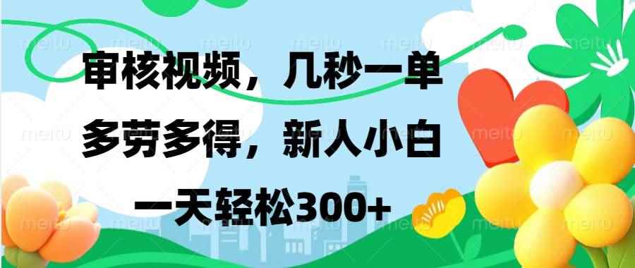 （13719期）视频审核，新手可做，多劳多得，新人小白一天轻松300+-咩咩网络