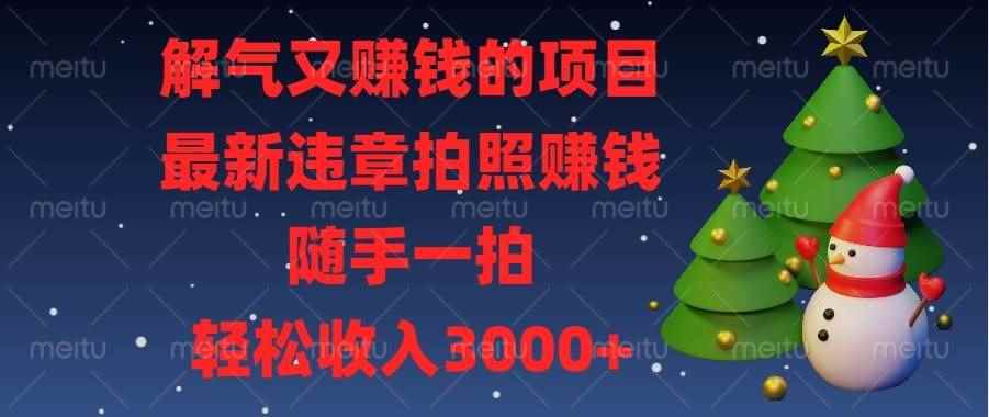 （13686期）解气又赚钱的项目，最新违章拍照赚钱，随手一拍，轻松收入3000+-咩咩网络
