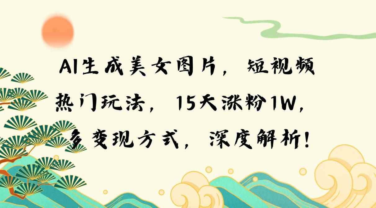 （13581期）AI生成美女图片，短视频热门玩法，15天涨粉1W，多变现方式，深度解析!-咩咩网络