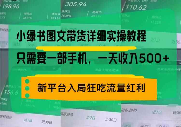 （13509期）小绿书图文带货详细实操教程，只需要一部手机，一天收入500+，轻松变现-咩咩网络