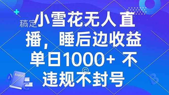 （13491期）小雪花无人直播 睡后收益单日1000+ 零粉丝新号开播 不违规 看完就会-咩咩网络