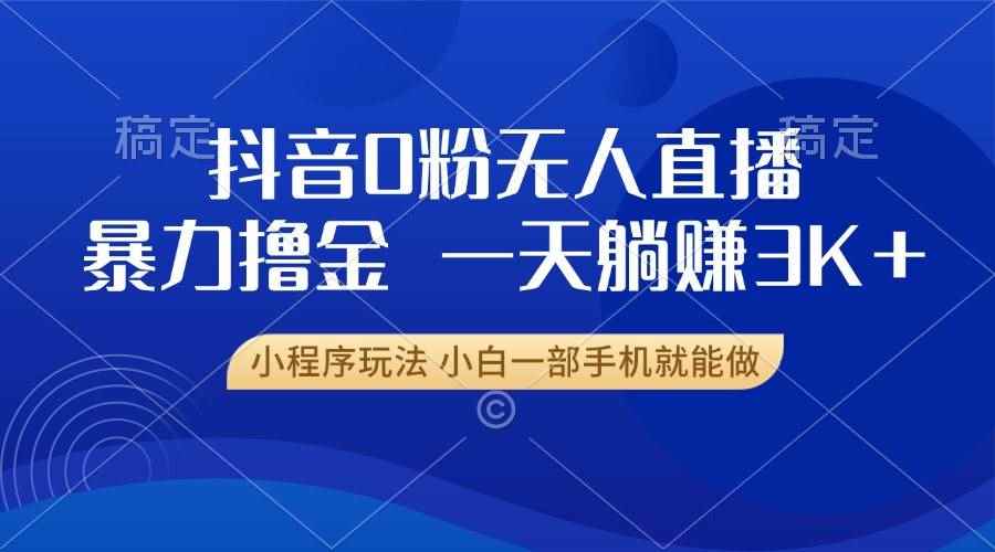 （13449期）抖音0粉无人直播暴力掘金，一天躺赚3K+，小白一部手机就能做-咩咩网络