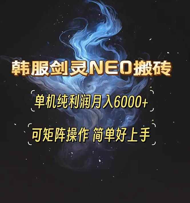 （13435期）韩服剑灵NEO搬砖攻略，单机纯利润月入6000+ 可矩阵操作，简单好上手。-咩咩网络