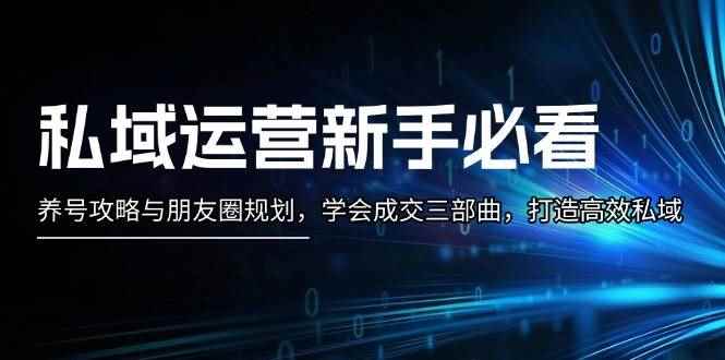 （13416期）私域运营新手必看：养号攻略与朋友圈规划，学会成交三部曲，打造高效私域-咩咩网络