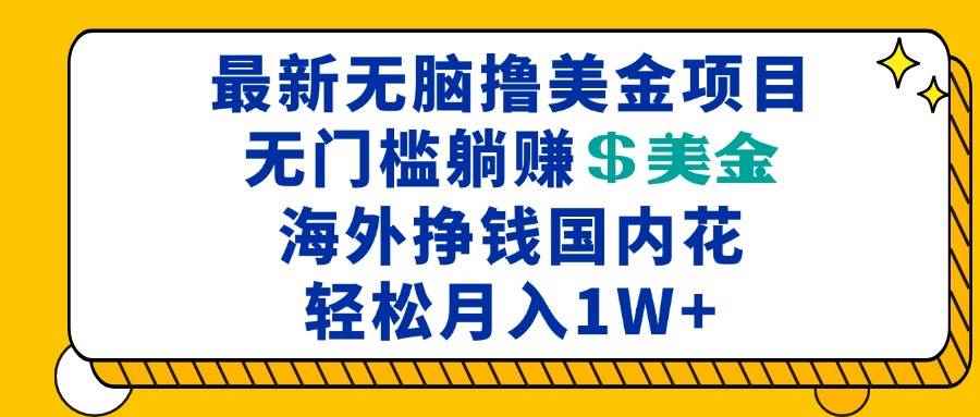（13411期）最新海外无脑撸美金项目，无门槛躺赚美金，海外挣钱国内花，月入一万加-咩咩网络