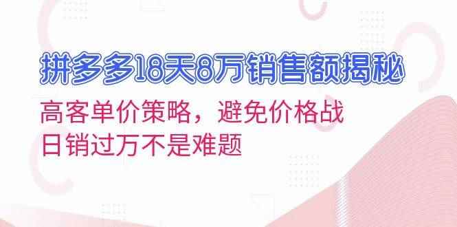 （13383期）拼多多18天8万销售额揭秘：高客单价策略，避免价格战，日销过万不是难题-咩咩网络