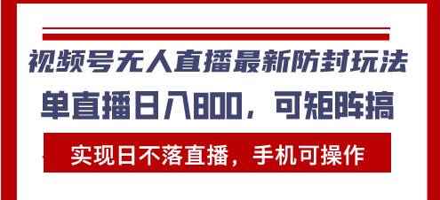 （13377期）视频号无人直播最新防封玩法，实现日不落直播，手机可操作，单直播日入…-咩咩网络
