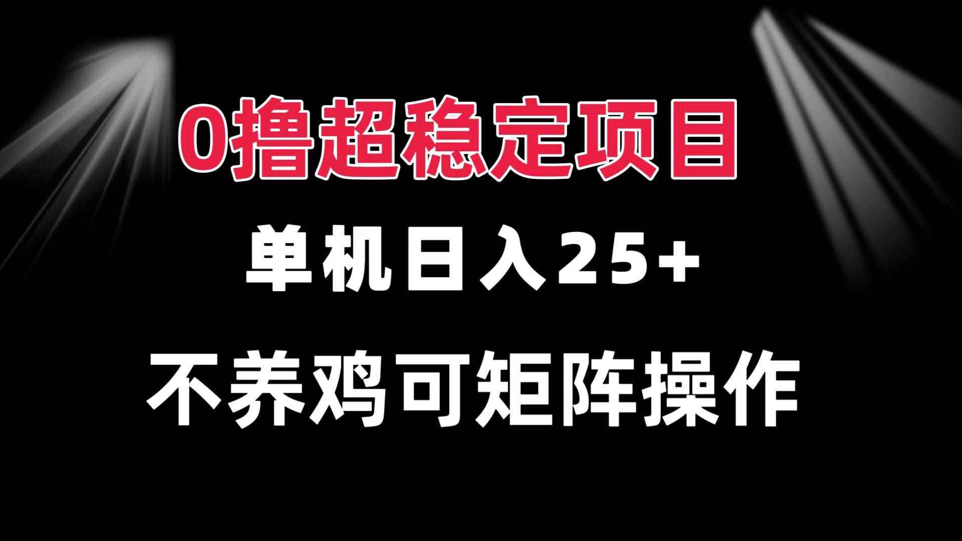 （13355期）0撸项目 单机日入25+ 可批量操作 无需养鸡 长期稳定 做了就有-咩咩网络