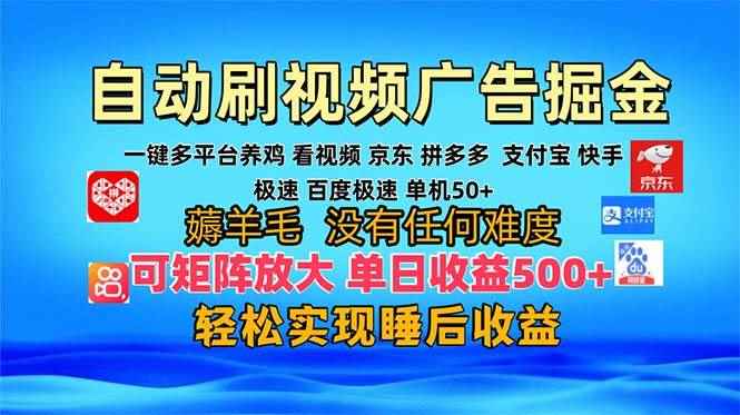（13223期）多平台 自动看视频 广告掘金，当天变现，收益300+，可矩阵放大操作-咩咩网络