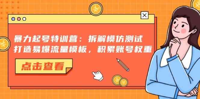 （13184期）暴力起号特训营：拆解模仿测试，打造易爆流量模板，积累账号权重-咩咩网络