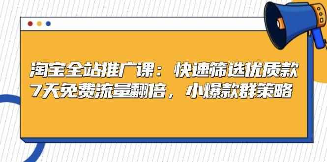 （13184期）淘宝全站推广课：快速筛选优质款，7天免费流量翻倍，小爆款群策略-咩咩网络