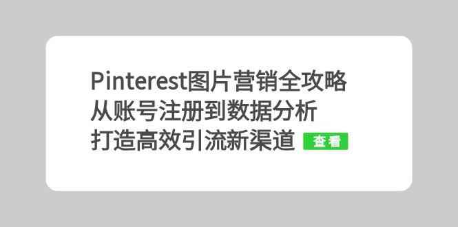 （13097期）Pinterest图片营销全攻略：从账号注册到数据分析，打造高效引流新渠道-咩咩网络