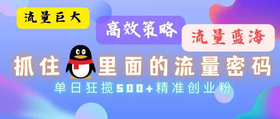 （13068期）流量蓝海，抓住QQ里面的流量密码！高效策略，单日狂揽500+精准创业粉-咩咩网络