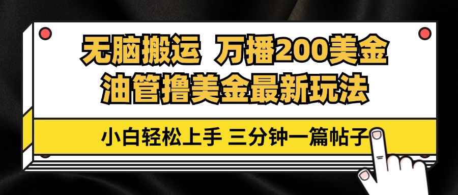 （13050期）油管无脑搬运撸美金玩法教学，万播200刀，三分钟一篇帖子，小白轻松上手-咩咩网络