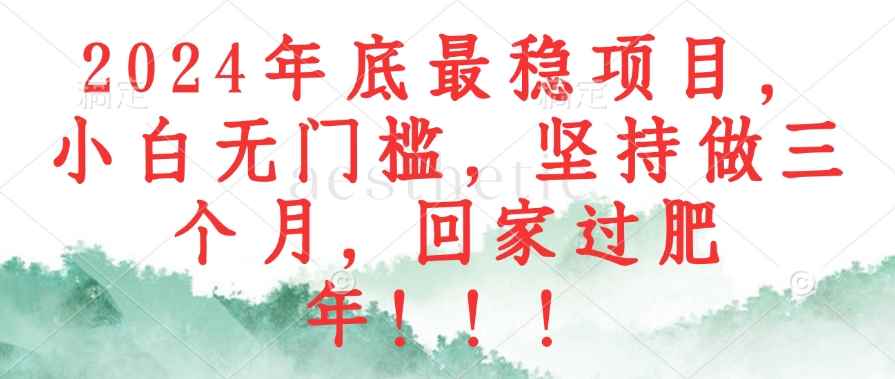 （12970期）2024年底最稳项目，小白无门槛，坚持做三个月，回家过肥年！！！-咩咩网络