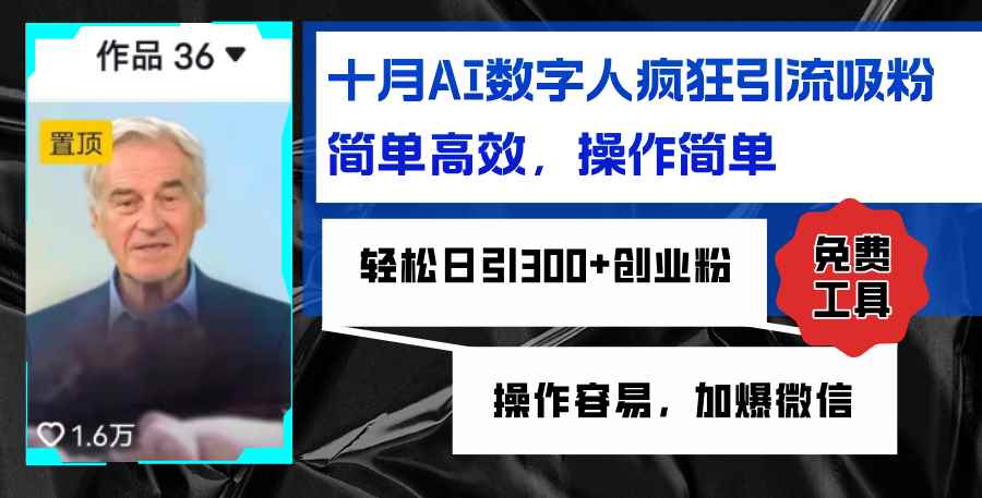 （12963期）AI数字人疯狂引流吸粉，简单高效，日引300+创业粉 ，操作容易，加爆微信-咩咩网络