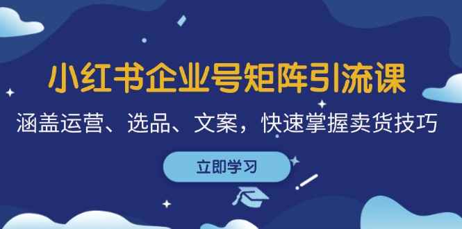（12944期）小红书企业号矩阵引流课，涵盖运营、选品、文案，快速掌握卖货技巧-咩咩网络