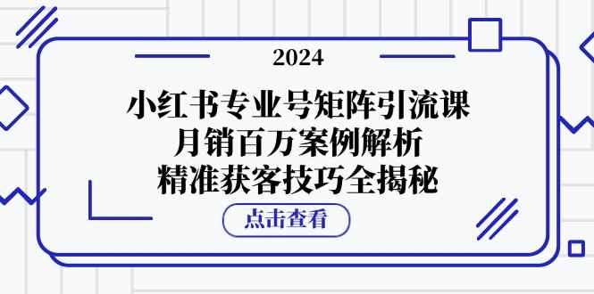 （12943期）小红书专业号矩阵引流课，月销百万案例解析，精准获客技巧全揭秘-咩咩网络