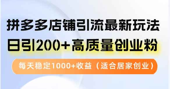 （12893期）拼多多店铺引流最新玩法，日引200+高质量创业粉，每天稳定1000+收益（…-咩咩网络