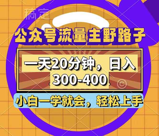 （12866期）公众号流量主野路子玩法，一天20分钟，日入300~400，小白一学就会-咩咩网络
