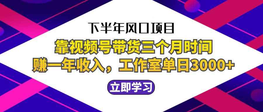 下半年风口项目，靠视频号带货三个月时间赚一年收入，工作室实测单日3…-咩咩网络