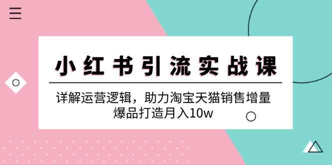（12809期）小红书引流实战课：详解运营逻辑，助力淘宝天猫销售增量，爆品打造月入10w-咩咩网络