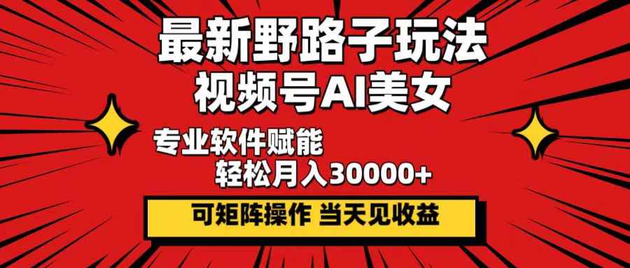 （12798期）最新野路子玩法，视频号AI美女，当天见收益，轻松月入30000＋-咩咩网络
