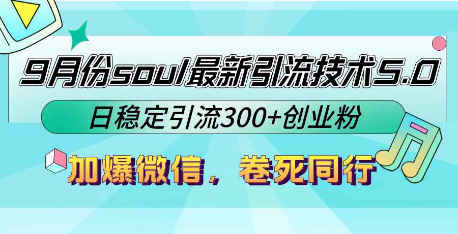 （12772期）9月份soul最新引流技术5.0，日稳定引流300+创业粉，加爆微信，卷死同行-咩咩网络