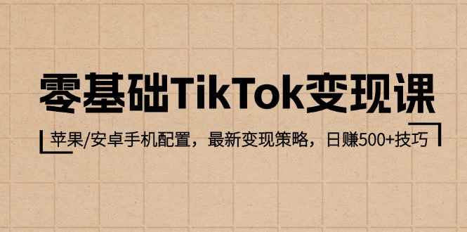 （12723期）零基础TikTok变现课：苹果/安卓手机配置，最新变现策略，日赚500+技巧-咩咩网络